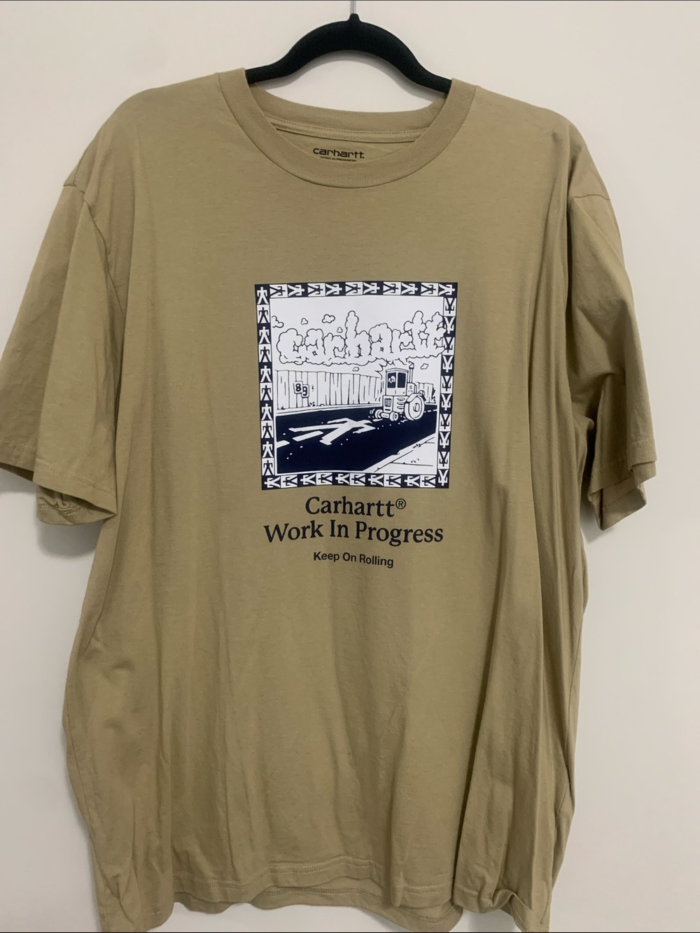 Carhartt Tan Graphic 'Work In Progress' Short Sleeve Tee